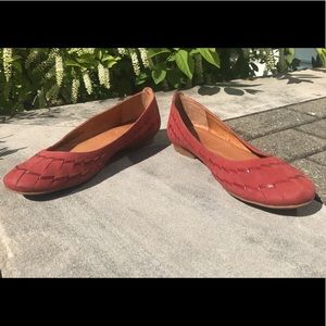 GUC Naya brick red leather stitched ballet flats